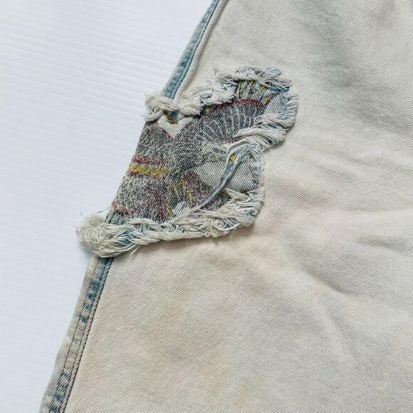 Jou Jou Vintage Shorts Tapered Light Wash 100% Cotton High Rise Patched Size 9 - Picture 3 of 13